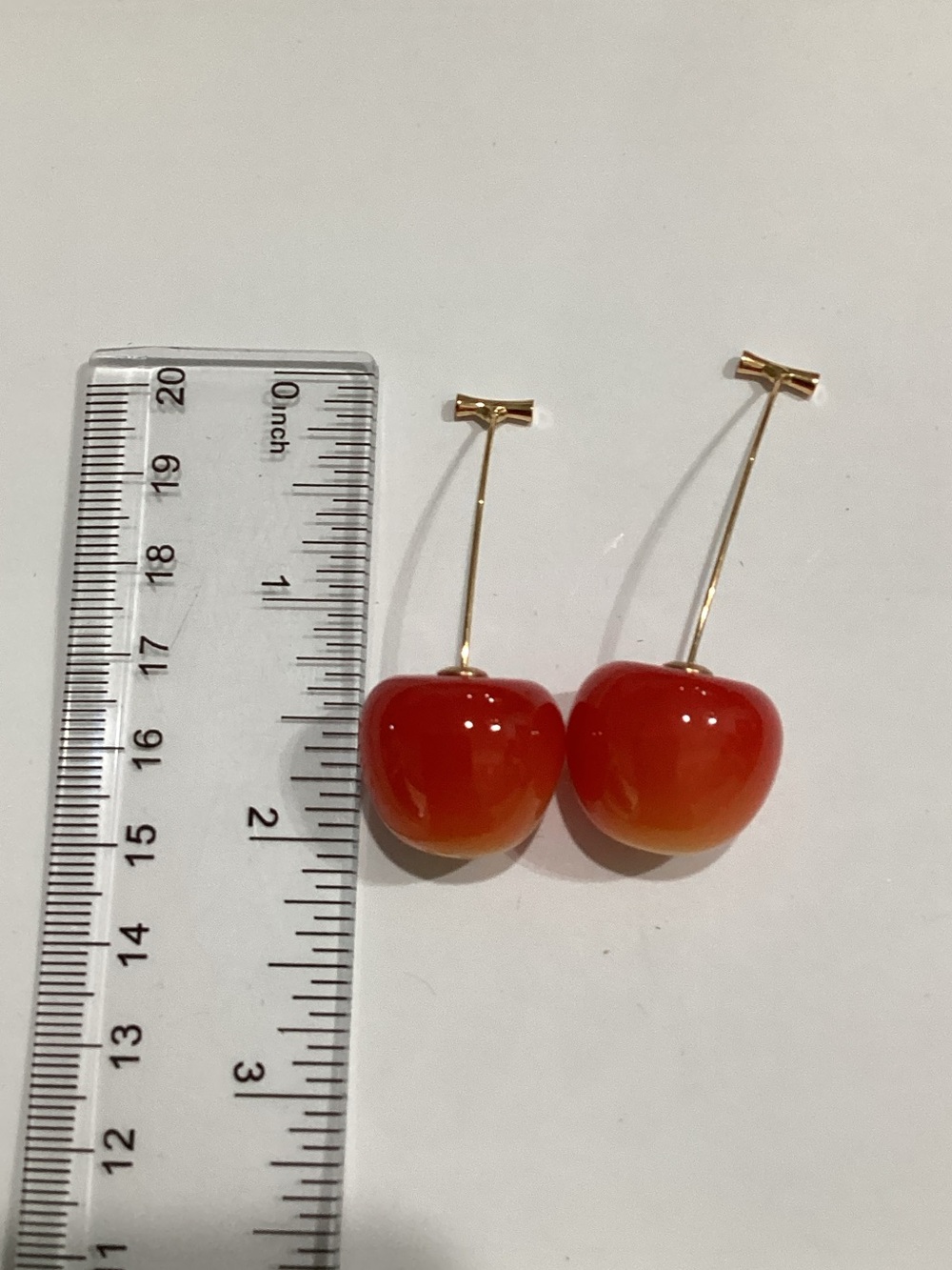 Fashion Jewelry Red Cherry Drop Earrings - Picture 3 of 3